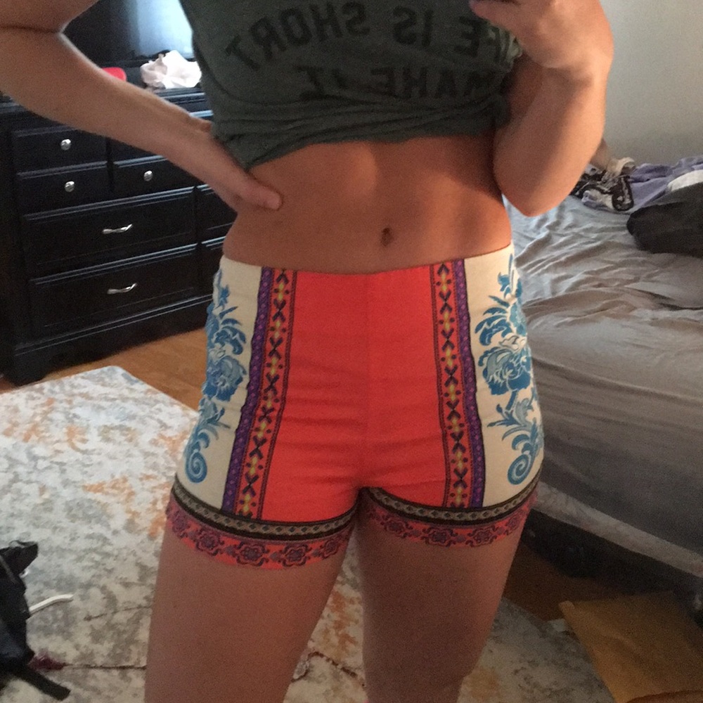 Bright Multi-Colored Zip Up Shorts